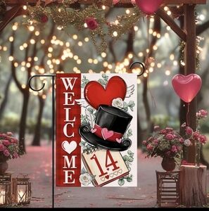 🐾 Valentine's Day Welcome Garden Flag
